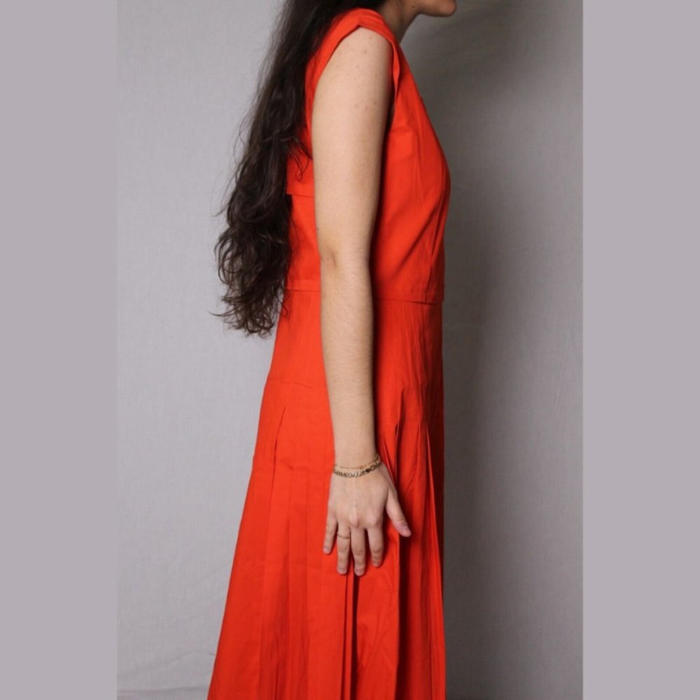 Salvatore Ferragamo Women's Floral Summer Dress Size 46 IT $1490 NWT TANGERINE - Picture 4 of 8